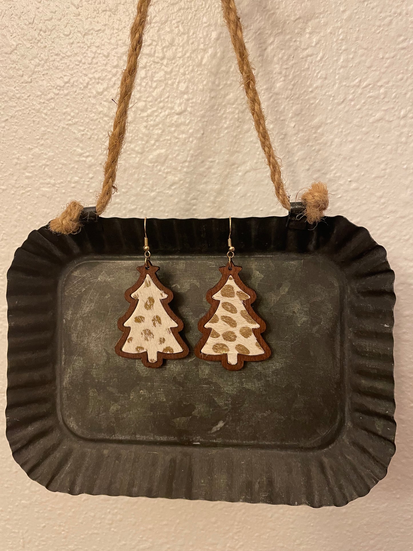 Christmas Tree Animal Print Earrings