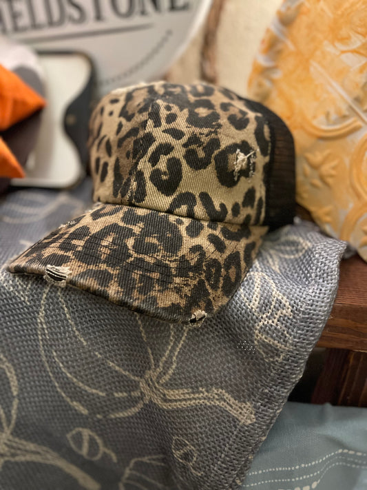 Distressed Animal Print Hat