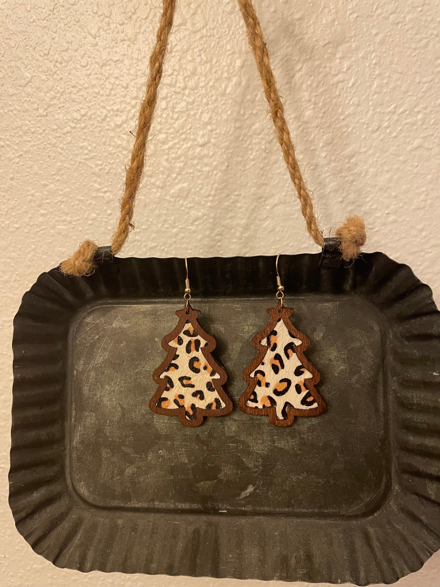 Christmas Tree Animal Print Earrings